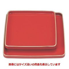 お盆  胴張角盆朱天金尺2寸   幅364 奥行364 高さ25
