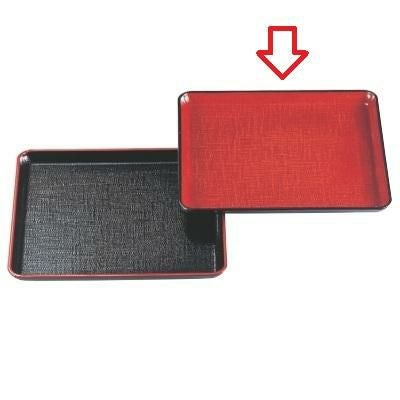 お盆 8寸角盆朱カスリ布目