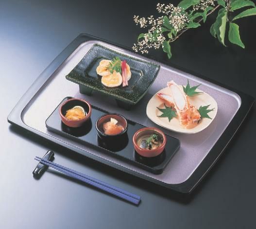 お盆 渕太胴張盆ピンク雲流渕黒尺4寸 NS加工