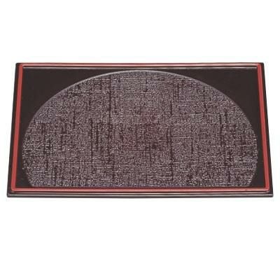 お盆 長手皿半月布目マロン天朱