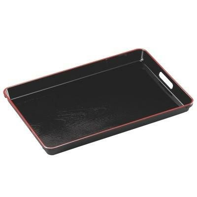 お盆 尺8寸木目脇取盆黒天朱 NS加工