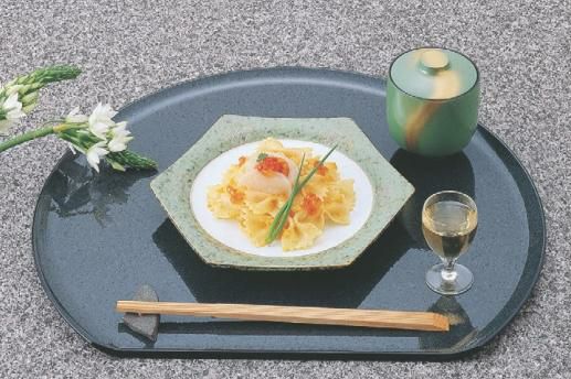 半月盆 錦半月盆御影塗尺4寸 NS加工