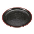 お盆 7.5寸丸盆黒刷毛目天朱ノンスリップ加工 高さ19 直径:224