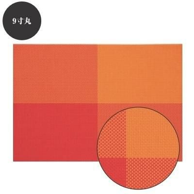 ランチョンマット COL.10橙チェックエコマット9寸丸
