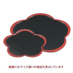 お盆 梅型皿黒天朱尺2.5寸