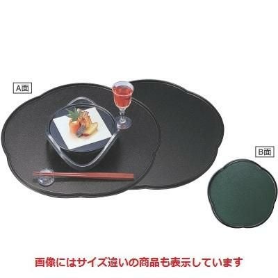 半月盆 梅型会席盆黒石目/グリーン石目尺4寸 A面NS加工 B面ハ-ド塗