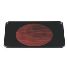 お盆 隅切長手布目膳日月白檀裏黒千筋