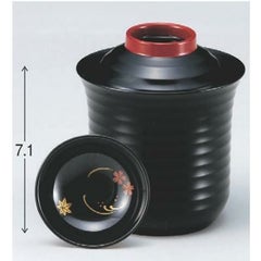 小吸椀  2.5寸平筋箸洗椀黒つば朱見返付 SH塗  高さ71 直径:76
