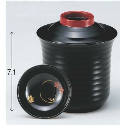 小吸椀  2.5寸平筋箸洗椀黒つば朱見返付 SH塗  高さ71 直径:76