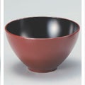 飯碗 4寸つぼみ木目椀銀朱内黒