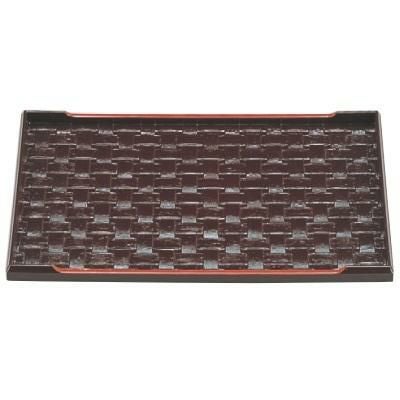 お盆 長手竹目皿マロン天朱