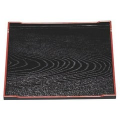 お盆 京風角盆黒木目天朱8寸