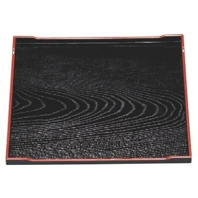 お盆 京風角盆黒木目天朱8寸