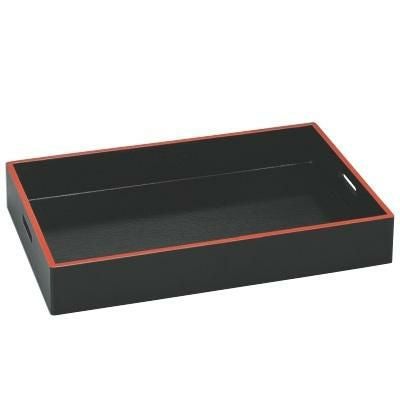 お盆 (小)料理運び盆黒木目天朱