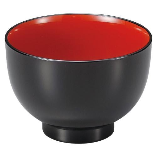 耐熱3.3寸花園汁椀 黒内朱 PBT φ10×H7(cm)