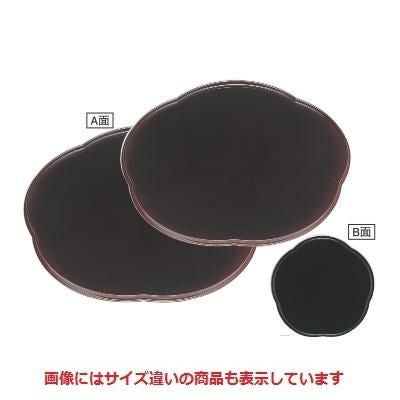 半月盆 梅型会席盆溜B面黒塗尺3寸 A面SS塗 NS加工