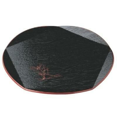 お盆 尺0寸五角木目盆黒渕朱松葉