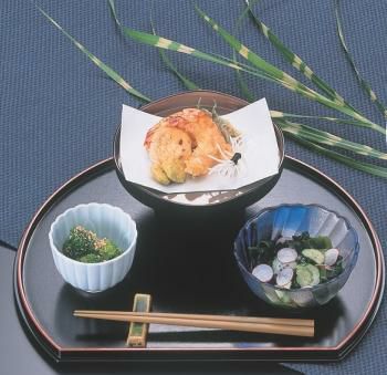 半月盆 月布目両面盆黒布目天朱/朱布目渕黒尺3寸