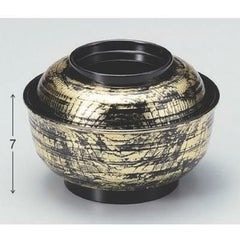 丼碗 5寸乱筋丼黒に金箔