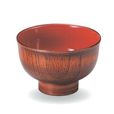汁椀 羽反木目汁椀マホガニー内朱