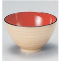 丼碗 4.7寸つぼみ木目丼白茶刷毛目内朱