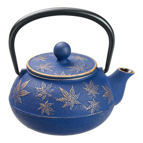 岩鋳 急須 カエデ 3型 金/ヨーロッパブルー