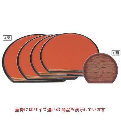 半月盆 半月小町会席盆朱渕黒扇子/溜春慶焼杉尺4寸