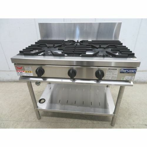中古】3口ガステーブル マルゼン RGT-0963D 幅900×奥行600×高さ800