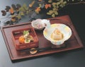 お盆 袖型卓上盆新紫檀塗尺5寸