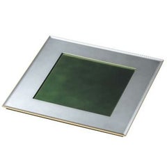 御膳 尺1寸角懐石プレートグリーン透き/銀メタ渕金