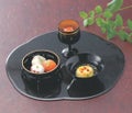 御膳  尺2.5寸花形敷膳ブラックパール   幅373 奥行345 高さ3