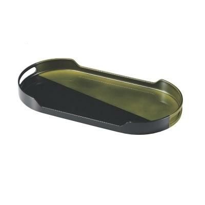 トレー 尺2寸コーヒートレーグリーン塗り分け