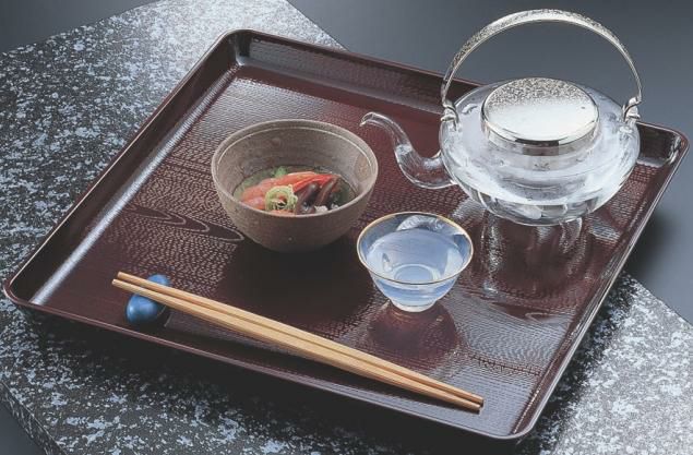 お盆 耐熱新木目角盆溜尺1寸