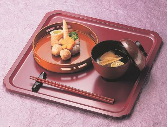 お盆 瑞宝角盆銀朱尺0寸 NS加工