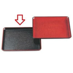 お盆 8寸角盆黒布目天朱 NS加工