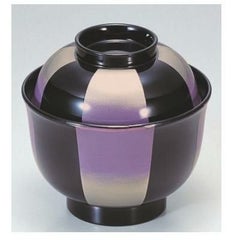 小吸椀 3.3寸美里吸椀黒紫銀市松 SH塗 漆器