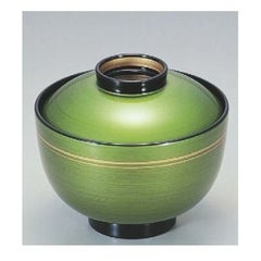小吸椀 3.4寸弥生吸椀グリーンつば金 SH塗 漆器