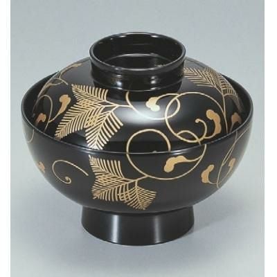 小吸椀 御殿吸椀黒松唐草 SH塗 漆器