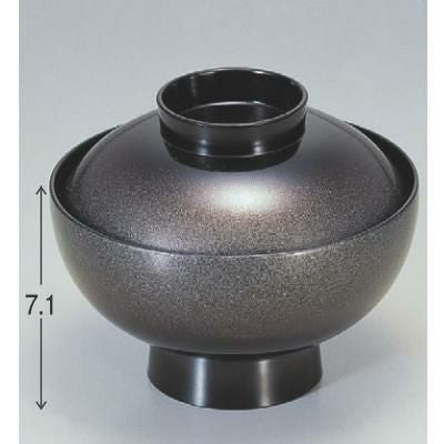 小吸椀  御殿吸椀黒銀かすみ  漆器 高さ71 直径:120