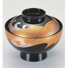 小吸椀 御殿吸椀黒波千鳥 漆器