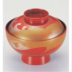 小吸椀 御殿吸椀朱波千鳥 漆器