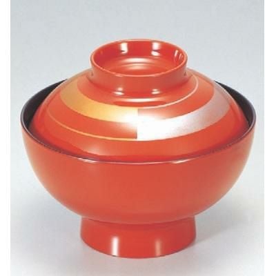 小吸椀 花仙才椀朱帯市松 SH塗 漆器