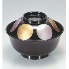 小吸椀 4寸羽反吸椀黒金雅日月 漆器