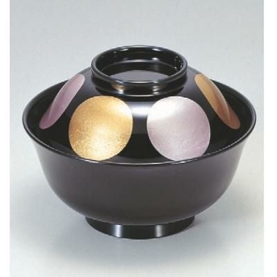 小吸椀 4寸羽反吸椀黒金雅日月 漆器