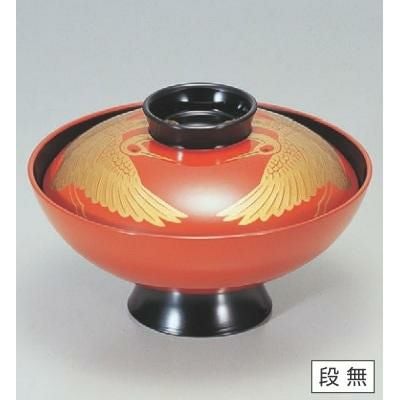 小吸椀 4.5寸小槌吸椀朱つば黒二羽鶴 SH塗 漆器