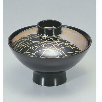 小吸椀 朝顔吸椀黒色紙露草 漆器