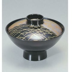 小吸椀 朝顔吸椀黒色紙露草 漆器