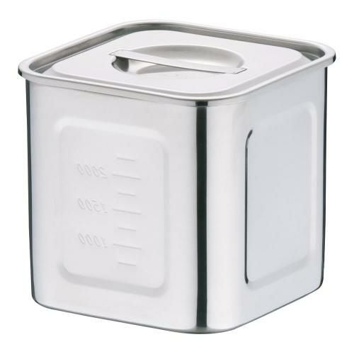 18-8深型角キッチンポット 目盛付 15cm