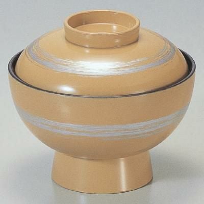 煮物椀 保温吸椀クリーム銀一筆内黒塗 漆器