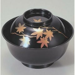 小吸椀 羽反吸椀黒紅葉本漆塗蒔絵 漆器